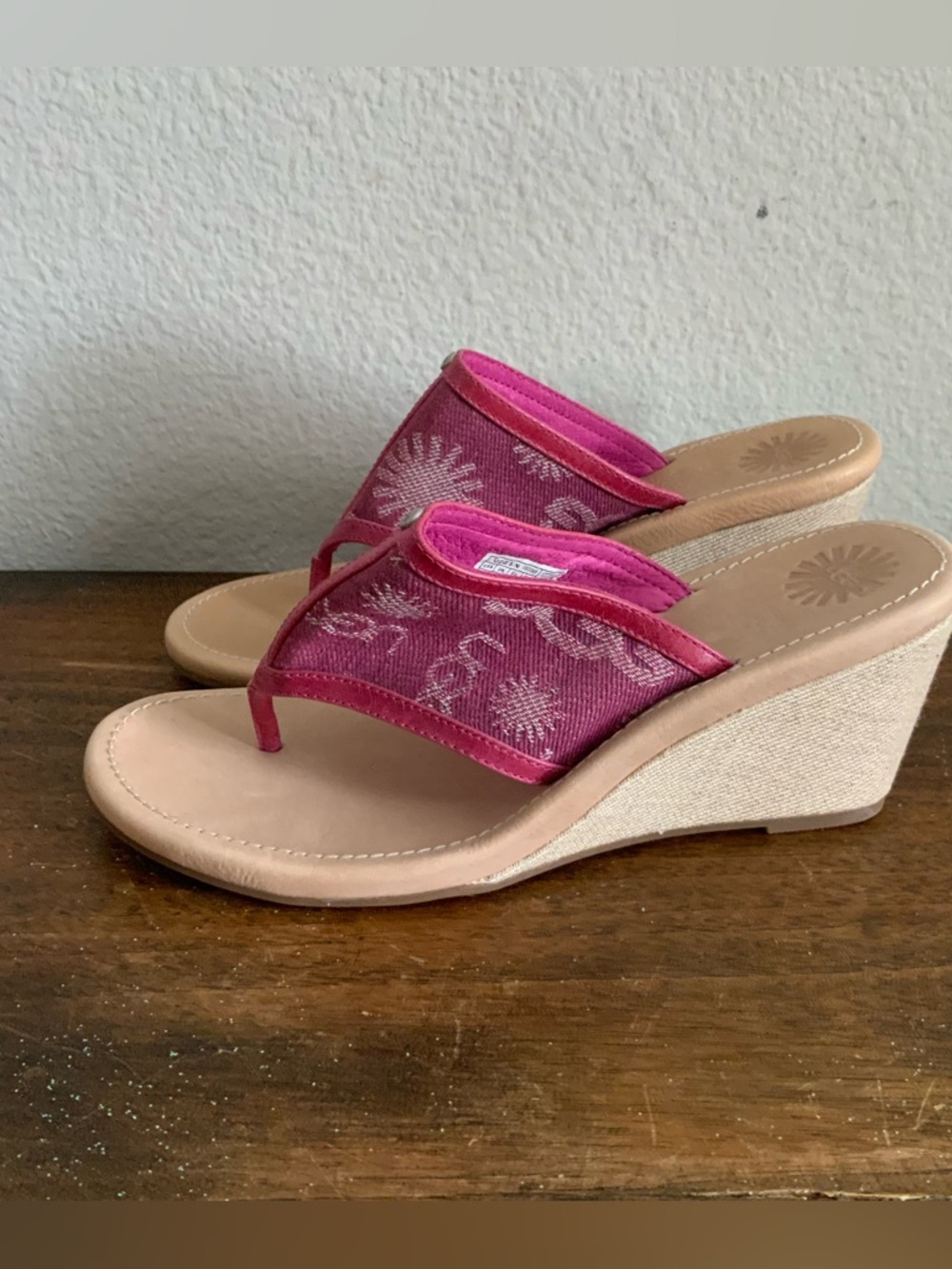 New UGGS Solena Wedge Denim Sandals  Pink Sz Us 8 - Picture 5 of 5